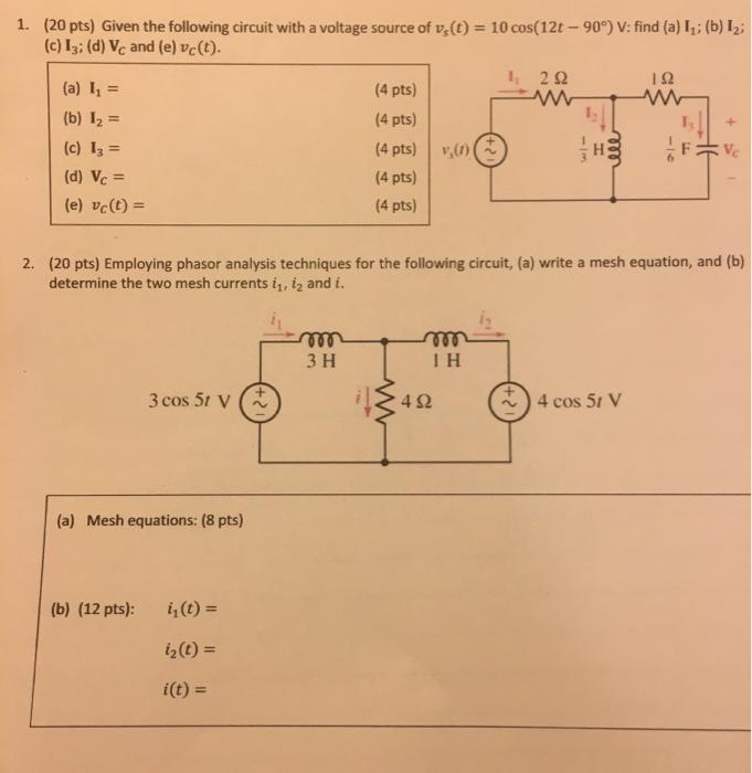 Solved Given the following circuit with a voltage source of | Chegg.com