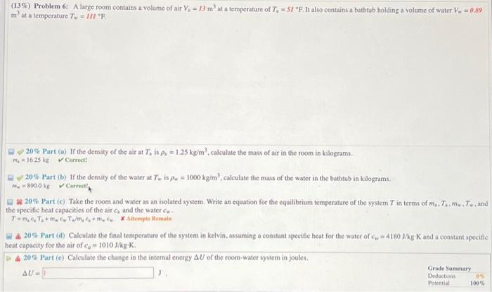 Solved 13 Problem 6 A Large Room Contains A Volume Of Chegg Com   Image