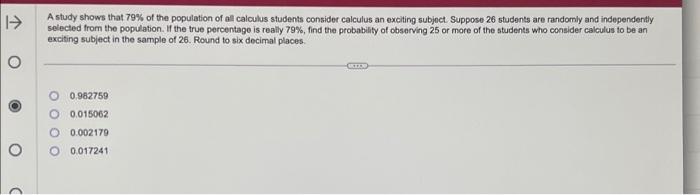 Solved A study shows that 79% of the population of all | Chegg.com