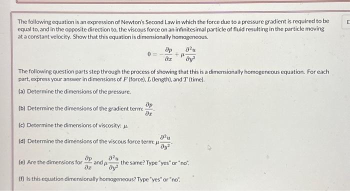 Solved The Following Equation Is An Expression Of Newton's 