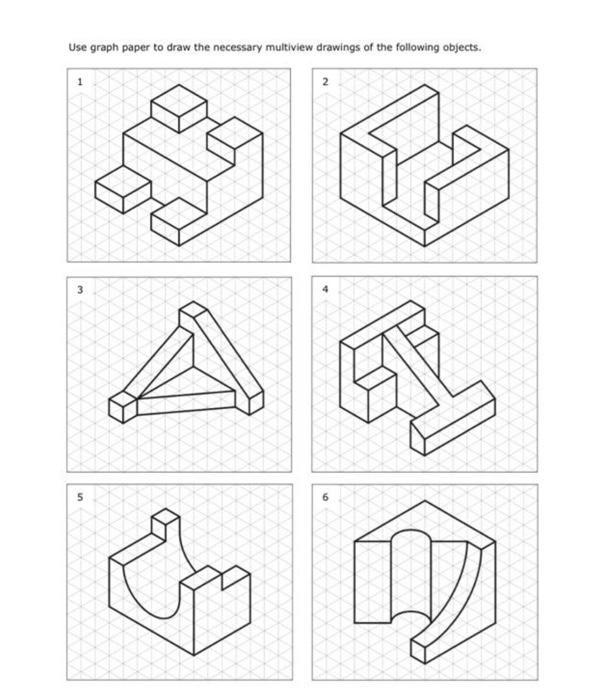 Solved Use graph paper to draw the necessary multiview | Chegg.com