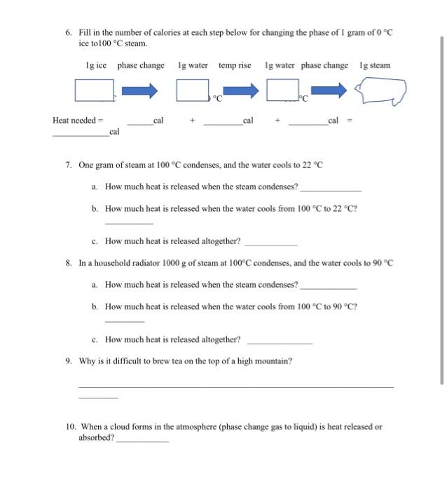 Solved 6. Fill in the number of calories at each step below | Chegg.com