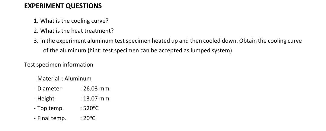 variables for cooling curve experiment