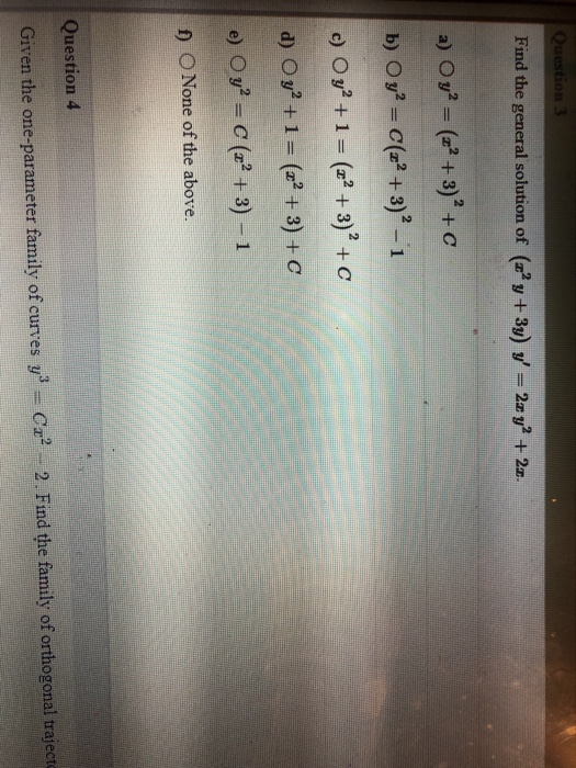 Solved Question 3 Find The General Solution Of Z Y 3y V Chegg Com