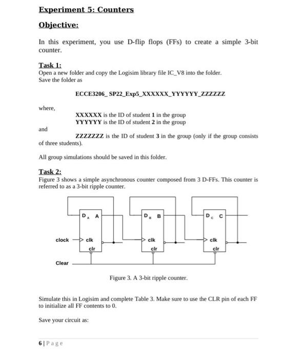 Solved Experiment 5: Counters Objective: In this experiment, | Chegg.com
