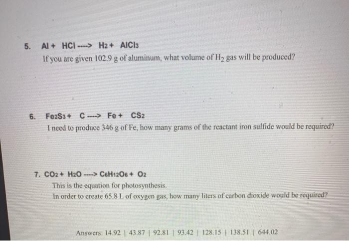 Solved Stoichiometry Practice Problems Triple Step Chegg