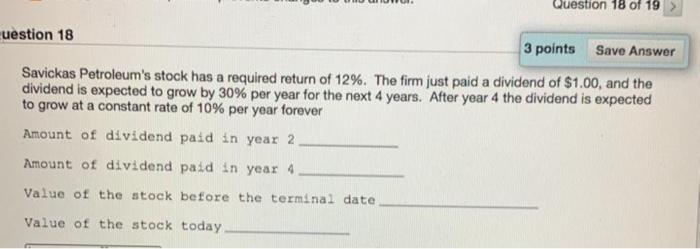 Solved Question 18 of 19 uestion 18 3 points Save Answer | Chegg.com