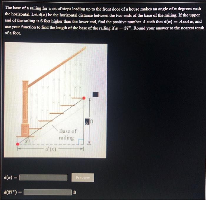 Solved The base of a railing for a set of steps leading up | Chegg.com