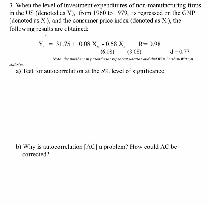 Solved 3. When the level of investment expenditures of