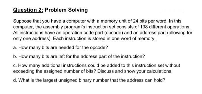 Solved Question 2: Problem Solving Suppose that you have a | Chegg.com