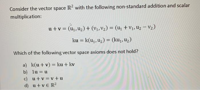 Solved Consider the vector space R2 with the following | Chegg.com