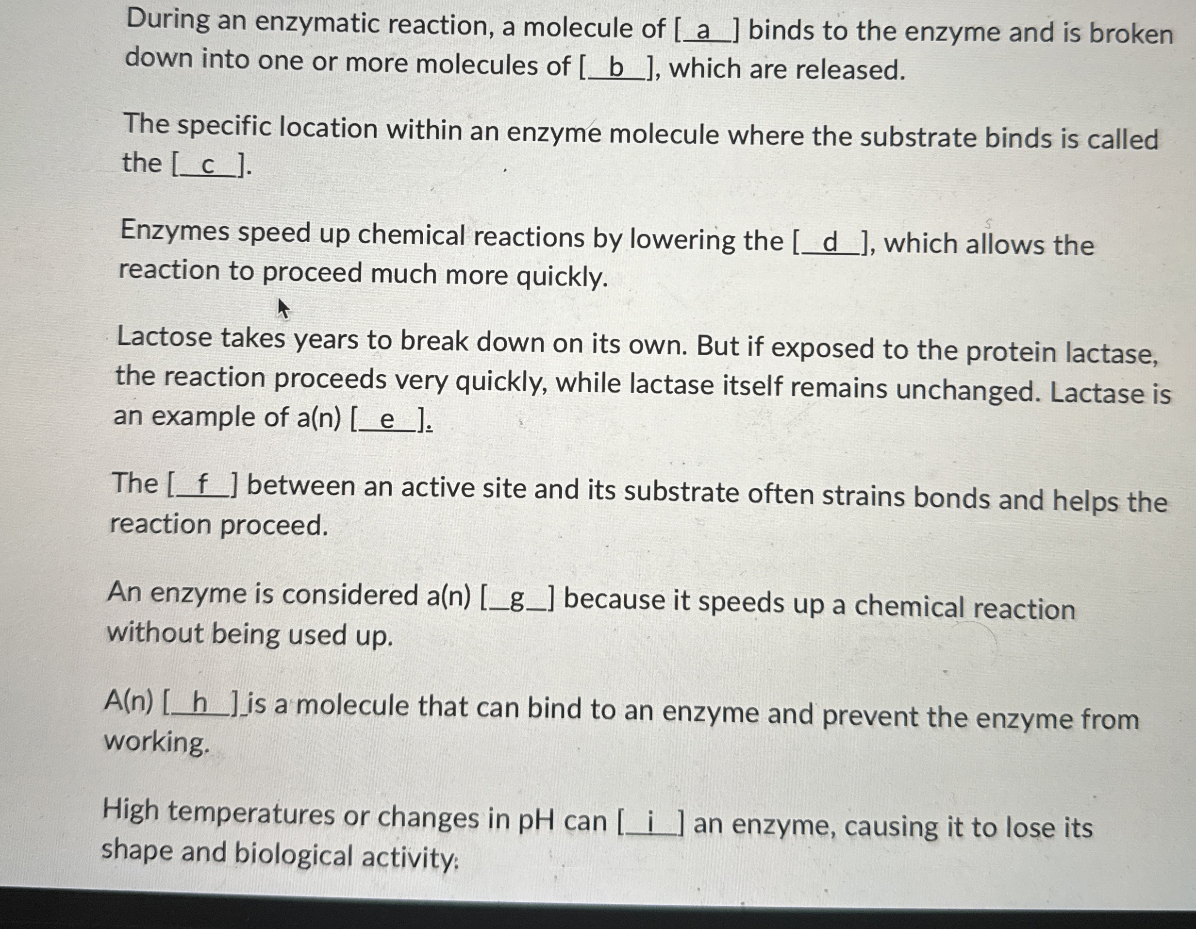 Solved During an enzymatic reaction, a molecule of [a ]