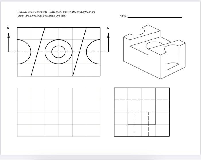 complete the front projected view as a sectional view | Chegg.com