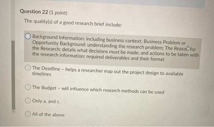 Solved Question 22 (1 Point) The Quality(s) Of A Good 