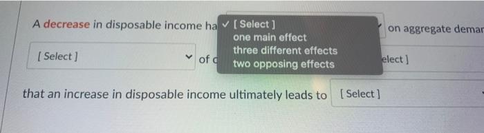 Solved on aggregate demand, but the A decrease in disposable | Chegg.com