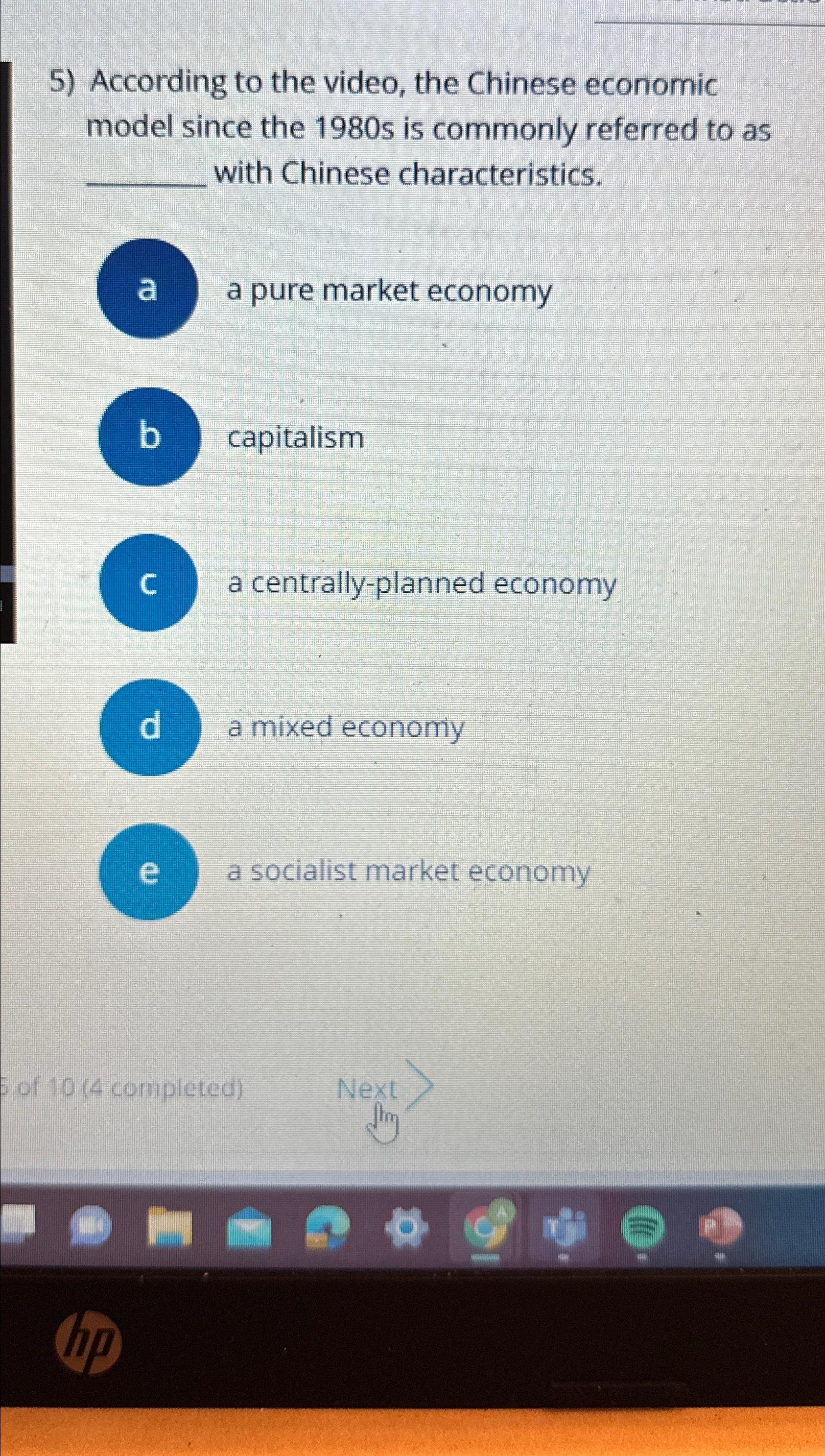 Solved According to the video, the Chinese economic model | Chegg.com