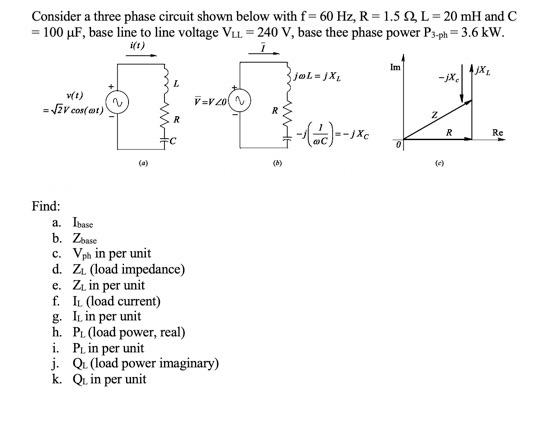 Solved Consider a three phase circuit shown below with f=60 | Chegg.com