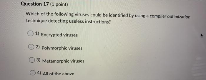 Solved Question 16 (1 Point) Which Of The Following | Chegg.com