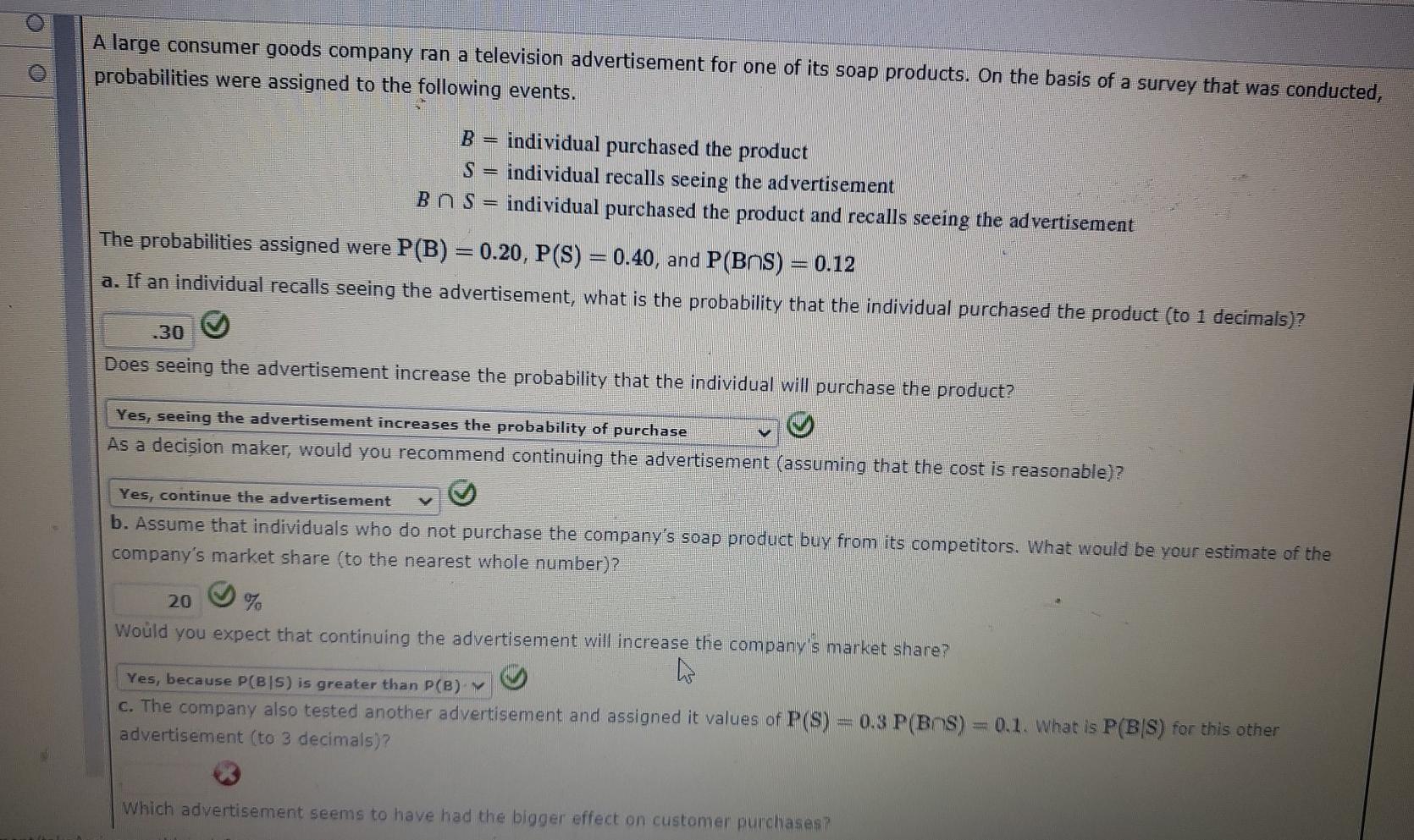 Solved A large consumer goods company ran a television | Chegg.com