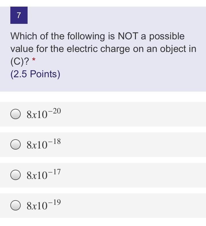 Solved 7 Which of the following is NOT a possible value for | Chegg.com