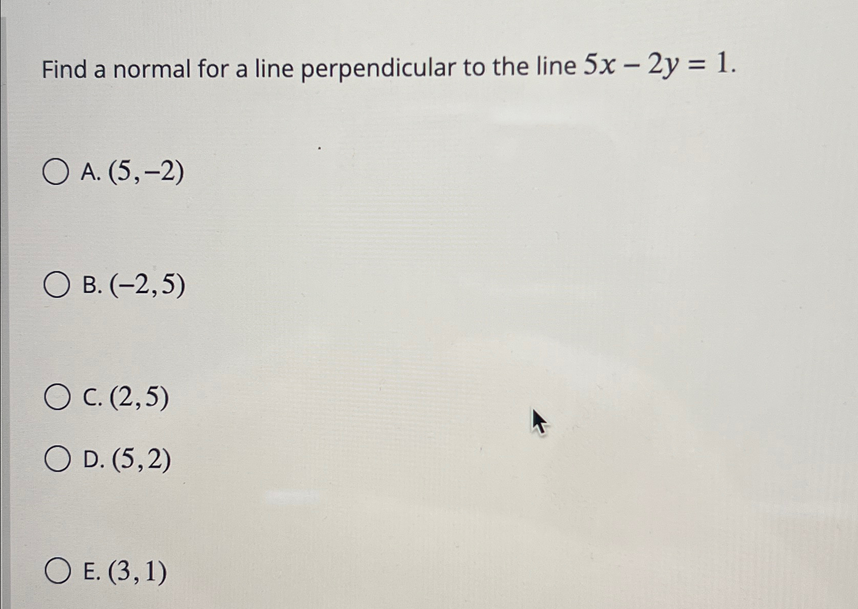 Solved Find a normal for a line perpendicular to the line | Chegg.com