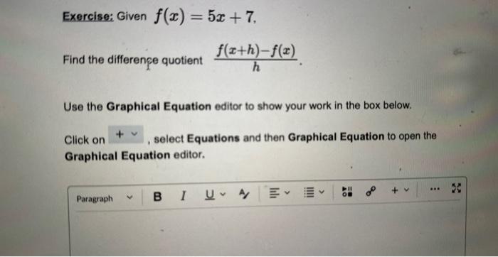 Solved Exercise Given F X 5x 7 Find The Differense