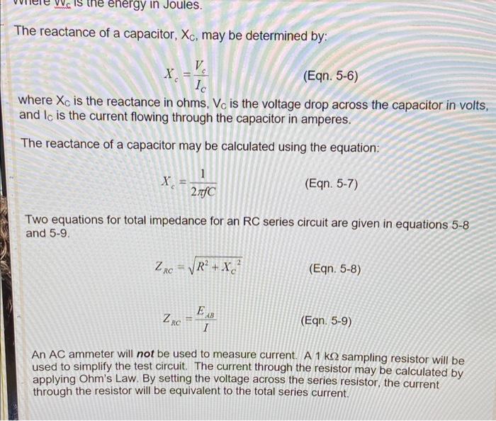 Solved c) Calculate the capacitive reactance, Xc, by both