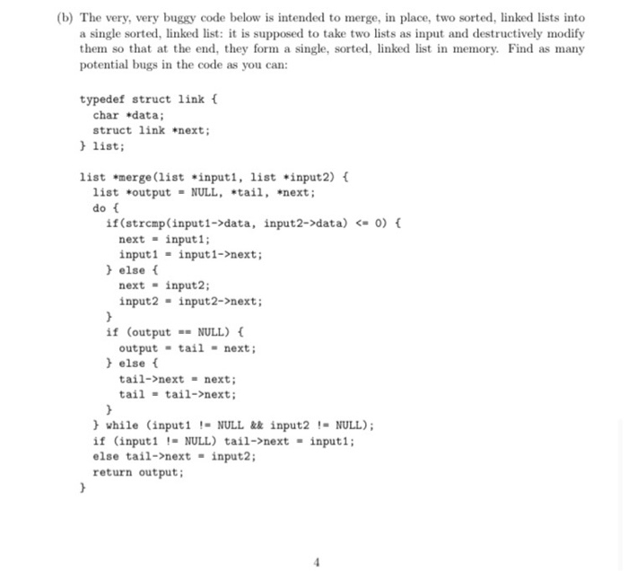 (b) The very, very buggy code below is intended to | Chegg.com