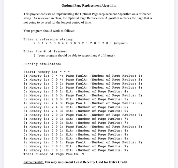 Solved Optimal Page Replacement Algorithm This Project | Chegg.com