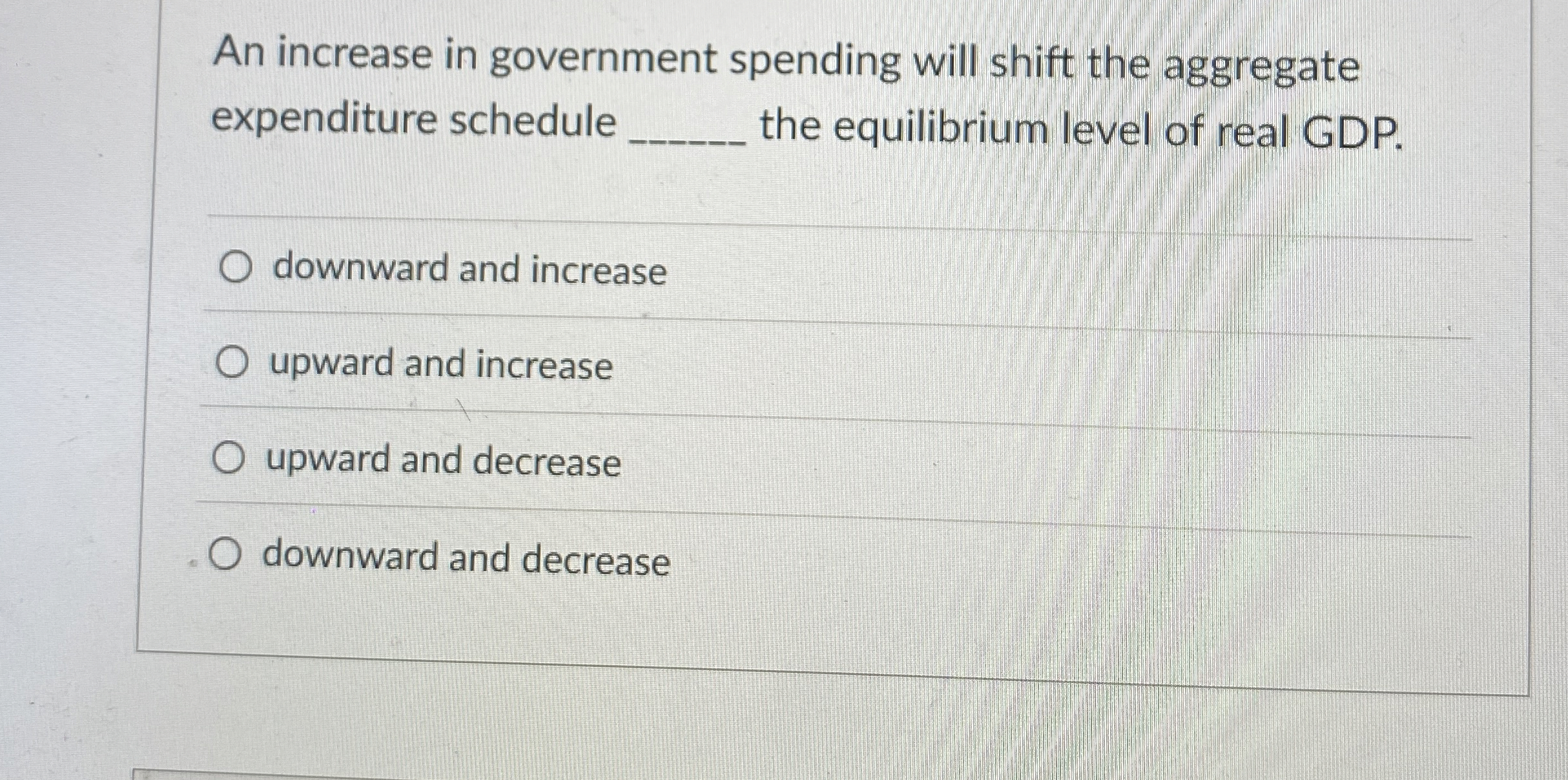 Solved An increase in government spending will shift the | Chegg.com