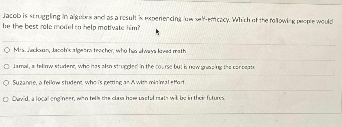 Solved Jacob is struggling in algebra and as a result is | Chegg.com