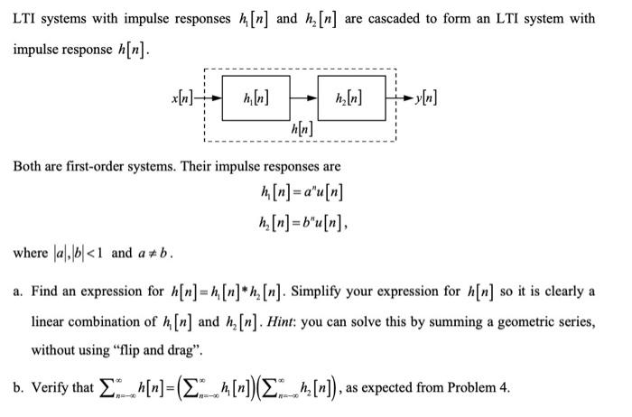 Solved LTI systems with impulse responses h1[n] and h2[n] | Chegg.com