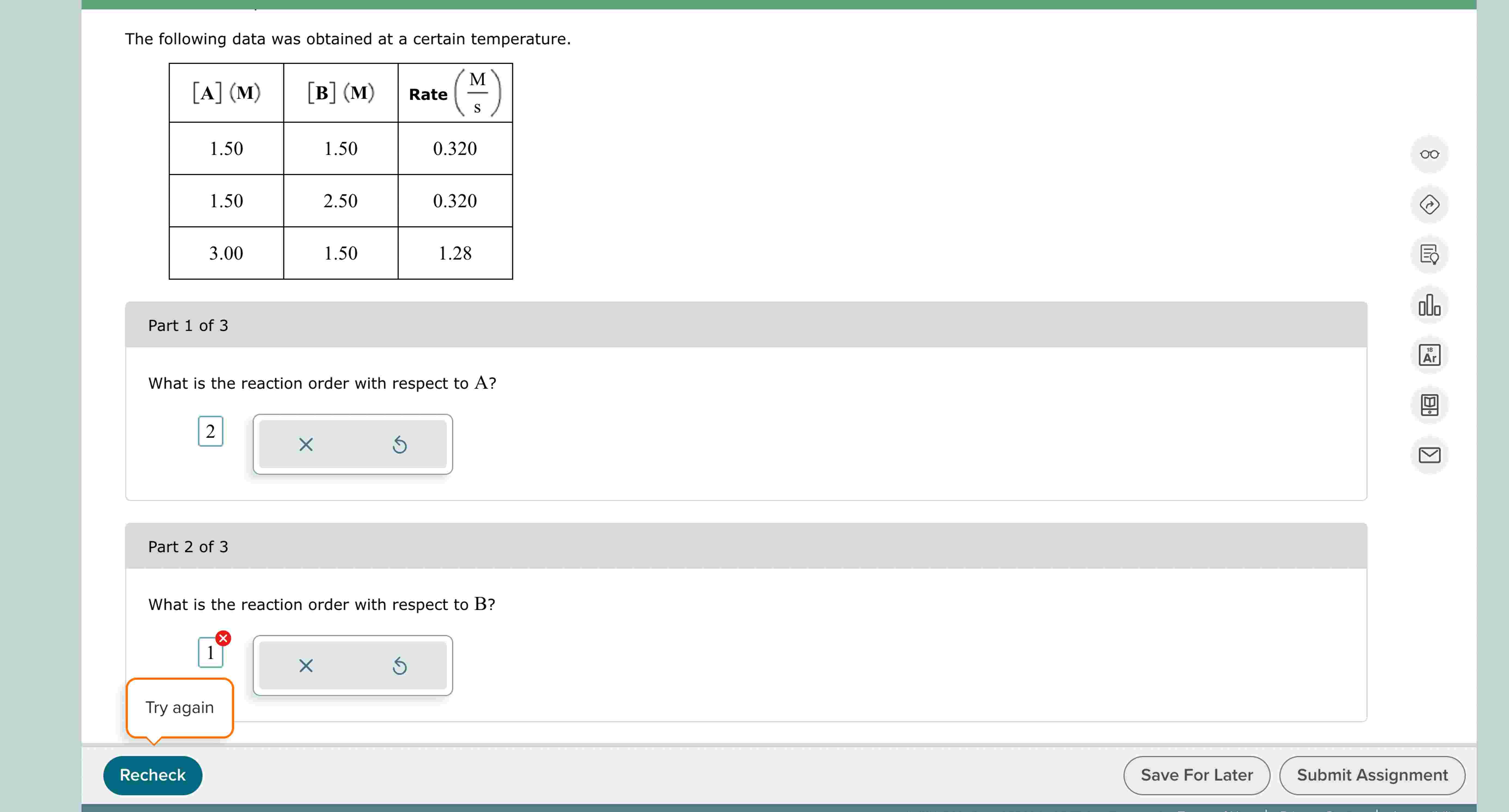 Solved The following data was obtained at a certain | Chegg.com