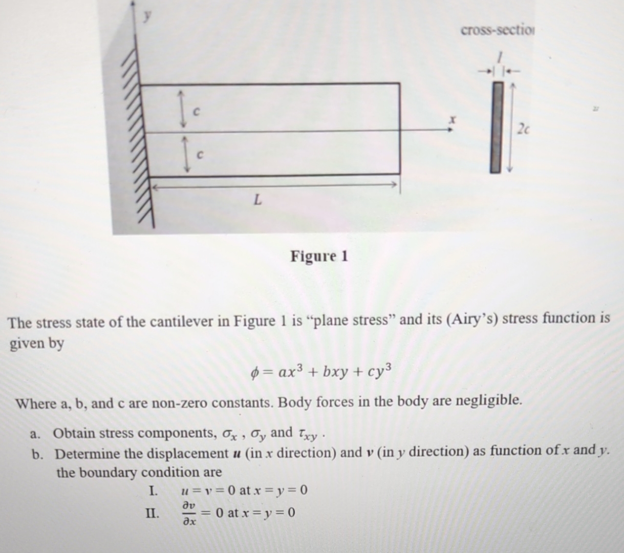 Solved cross-sectionFigure 1The stress state of the | Chegg.com