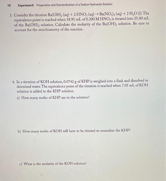 Solved 70 Experiment 8 Preparation and Standardization of a | Chegg.com