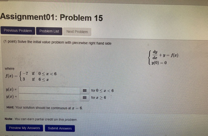 Solved Assignment01: Problem 15 Previous Problem Problem | Chegg.com