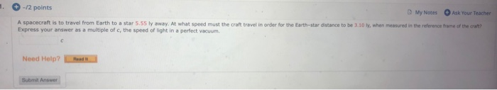 Solved 1. -12 points My Notes Ask Your Teacher A spacecraft | Chegg.com