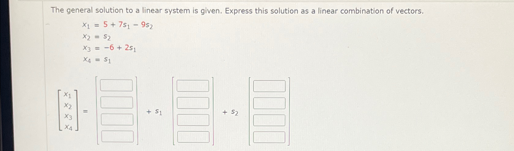 Solved The general solution to a linear system is given. | Chegg.com