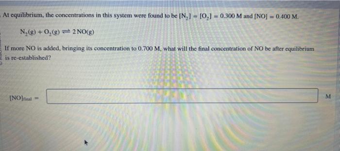 Solved At Equilibrium, The Concentrations In This System | Chegg.com