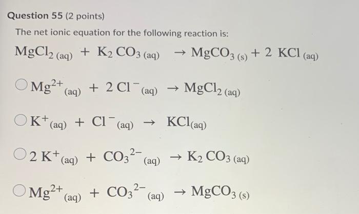 Phản ứng giữa K₂CO₃ và MgCl₂