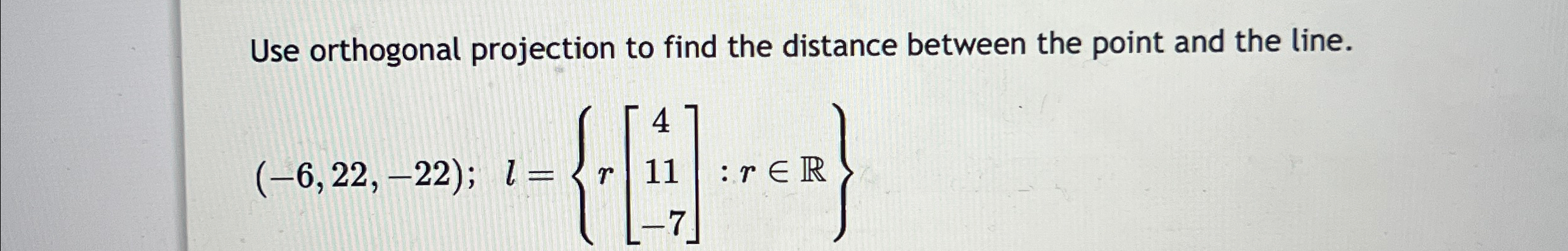 Solved Use orthogonal projection to find the distance | Chegg.com