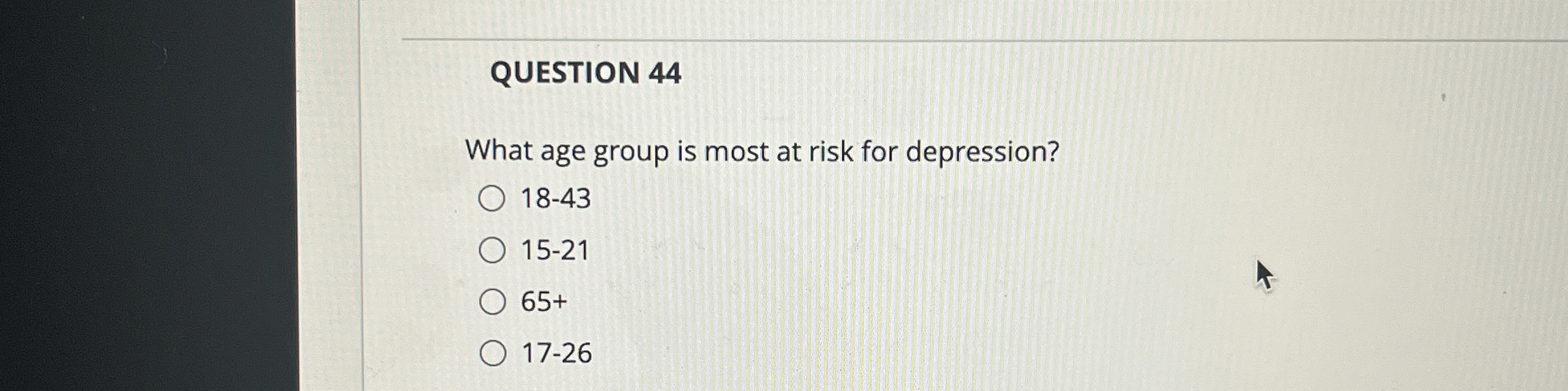 Solved QUESTION 44What age group is most at risk for | Chegg.com
