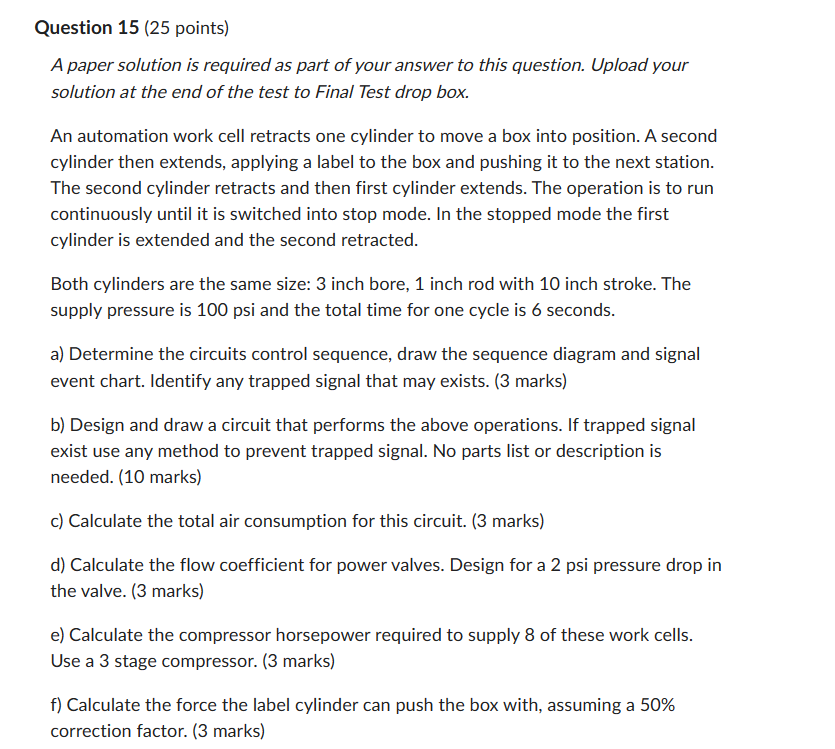 Solved Question 15 (25 ﻿points)A paper solution is required | Chegg.com