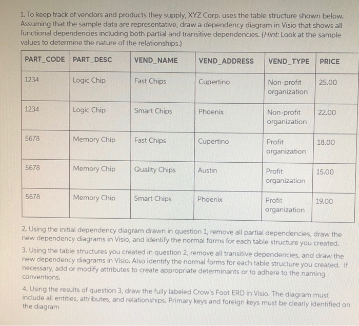 Solved 1. To keep track of vendors and products they supply, | Chegg.com