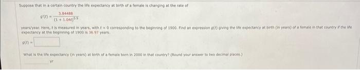Solved Suppose that in a certain country the ide expectancy | Chegg.com