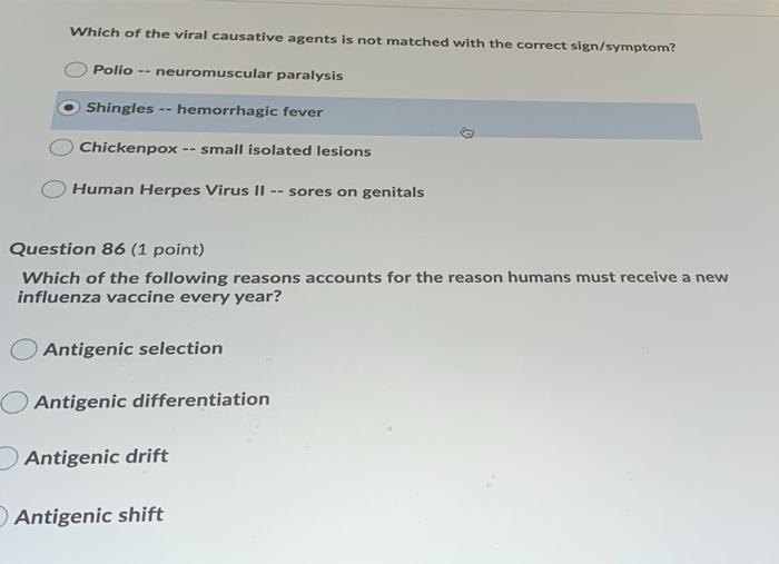 Solved Which Of The Viral Causative Agents Is Not Matched Chegg