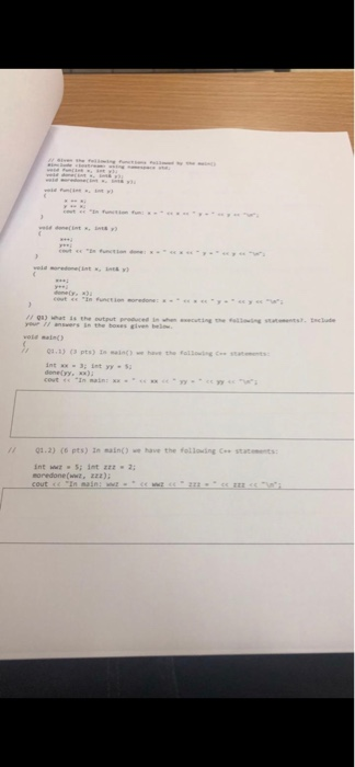 ten 703 What is the trut h . Each - 5 int 3; int y cout << In a wy - 01.2) (6 pts) in sin() have the following sta t s - 2:
