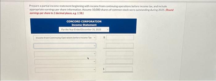 Solved Prepare A Partial Income Statement Beginning With 3784