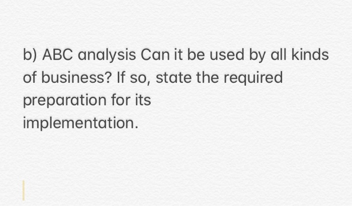 Solved B) ABC Analysis Can It Be Used By All Kinds Of | Chegg.com