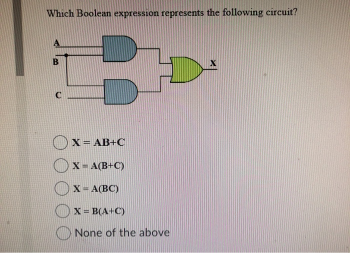 Solved Which Boolean expression represents the following | Chegg.com